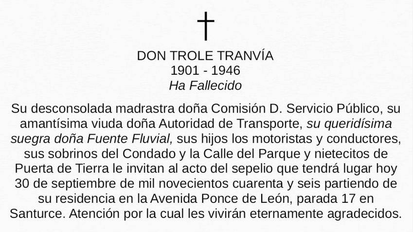 Obituario Don Trole Tranvía